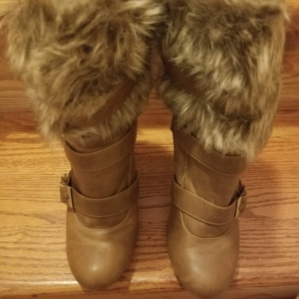 Faux Fur/Leather  Boots